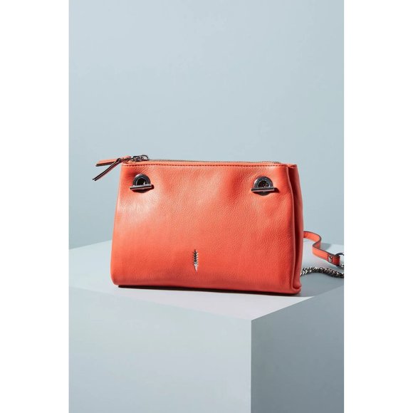 Thacker Anthropologie Capri Crossbody Multi-Compartment Zipper Top Coral Handbag - Picture 1 of 14